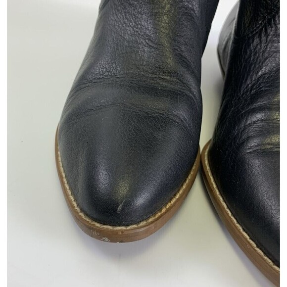 Sutton Plaza Black Leather Western Boots Buckle Strap Pointed Toe Vtg Women 7.5 - Picture 4 of 14